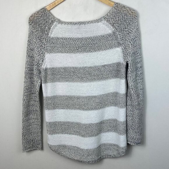 Revolve Sanctuary Grey White Stripe Baseball Top Long Sleeve Sweater Size XS - Picture 10 of 10